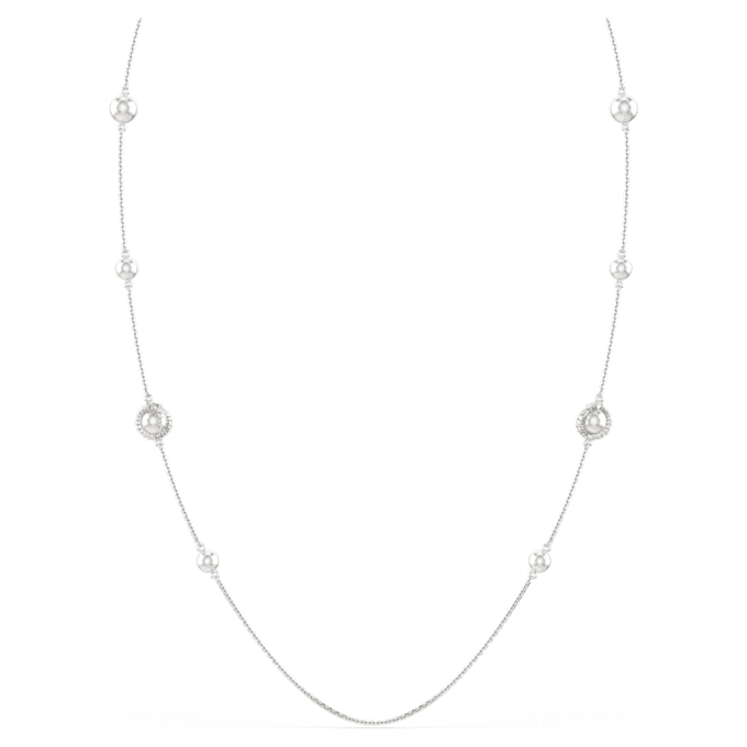 Collar «Snake Strandage» con perlas de cristal, cortes variados, Año de la Serpiente, blanco, chapado en rodio Collar «Snake Strandage» con perlas de cristal, cortes variados, Año de la Serpiente, blanco, chapado en rodio