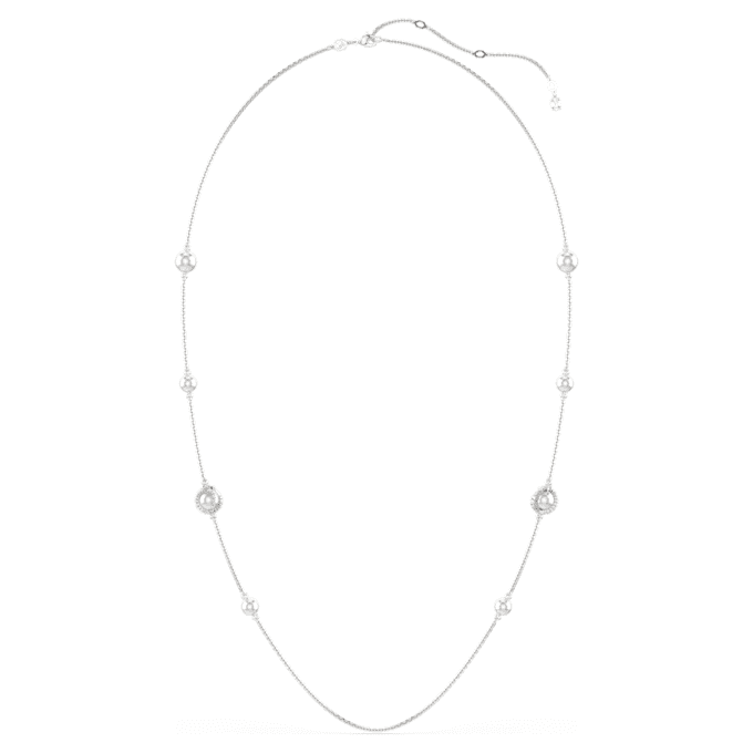 Collar «Snake Strandage» con perlas de cristal, cortes variados, Año de la Serpiente, blanco, chapado en rodio Collar «Snake Strandage» con perlas de cristal, cortes variados, Año de la Serpiente, blanco, chapado en rodio
