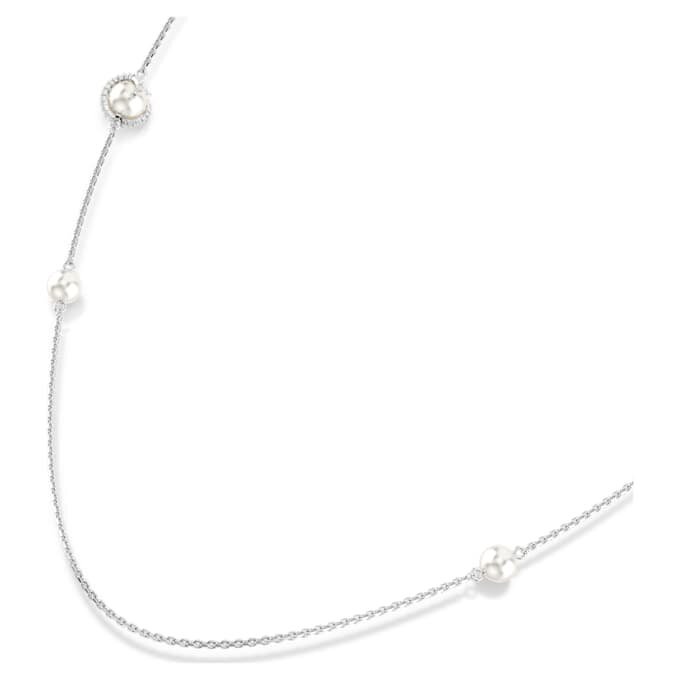 Collar «Snake Strandage» con perlas de cristal, cortes variados, Año de la Serpiente, blanco, chapado en rodio Collar «Snake Strandage» con perlas de cristal, cortes variados, Año de la Serpiente, blanco, chapado en rodio