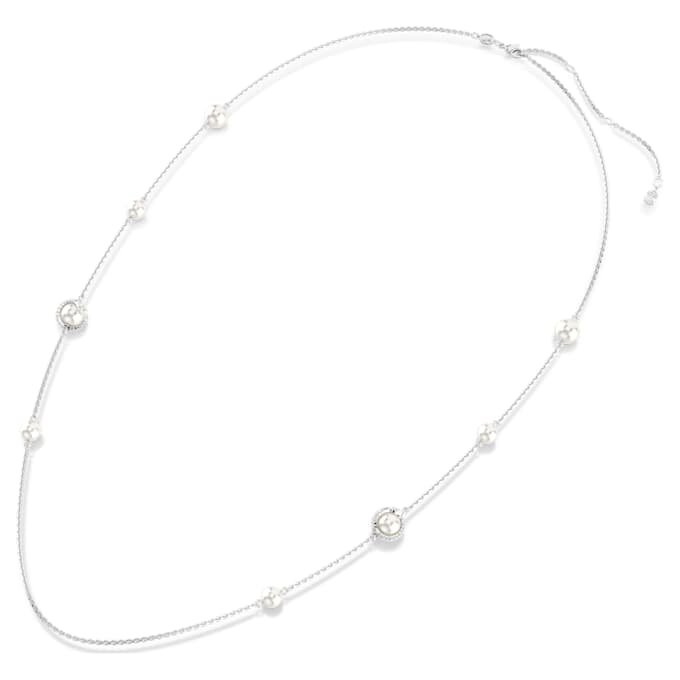 Collar «Snake Strandage» con perlas de cristal, cortes variados, Año de la Serpiente, blanco, chapado en rodio Collar «Snake Strandage» con perlas de cristal, cortes variados, Año de la Serpiente, blanco, chapado en rodio