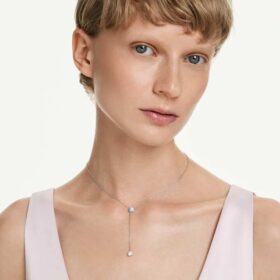 Collar Stilla Attract Y, corte redondo, azul, chapado en rodio