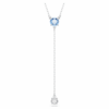 Collar Stilla Attract Y, corte redondo, azul, chapado en rodio