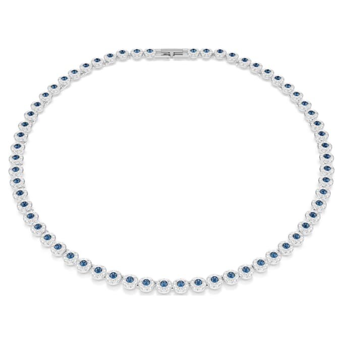 Collar Una Angelic, corte redondo, azul, chapado en rodio Collar Una Angelic, corte redondo, azul, chapado en rodio