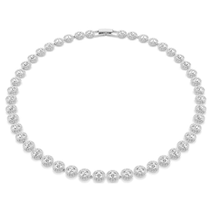 Collar Una Angelic, corte redondo, mediano, blanco, chapado en rodio Collar Una Angelic, corte redondo, mediano, blanco, chapado en rodio