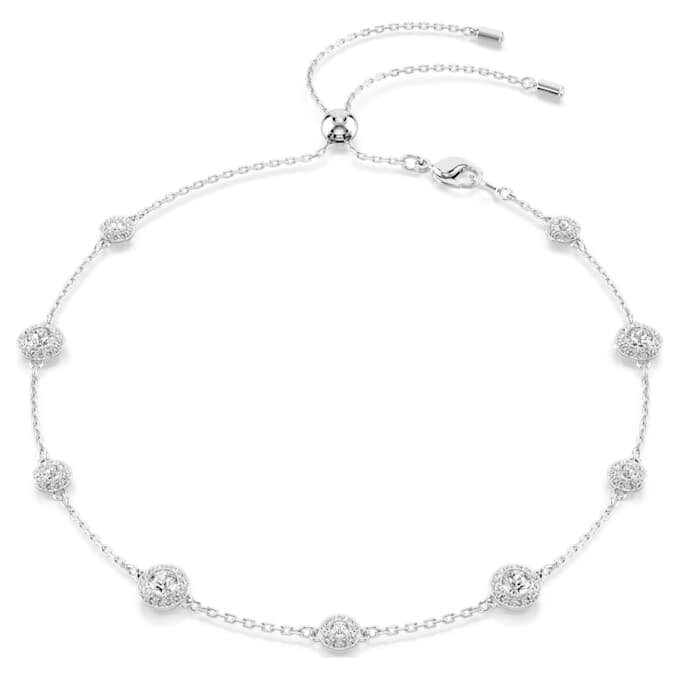 Collar Una Angelic, corte redondo, motivos a doble cara, blanco, chapado en rodio Collar Una Angelic, corte redondo, motivos a doble cara, blanco, chapado en rodio