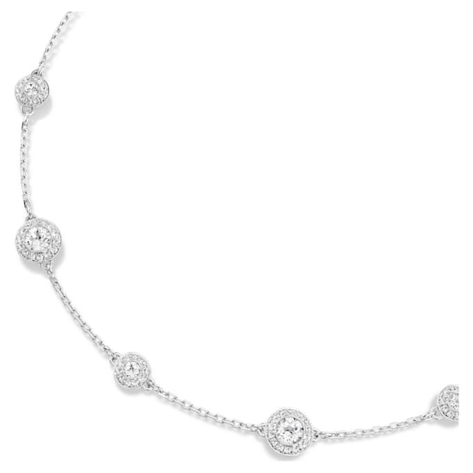 Collar Una Angelic, corte redondo, motivos a doble cara, blanco, chapado en rodio Collar Una Angelic, corte redondo, motivos a doble cara, blanco, chapado en rodio
