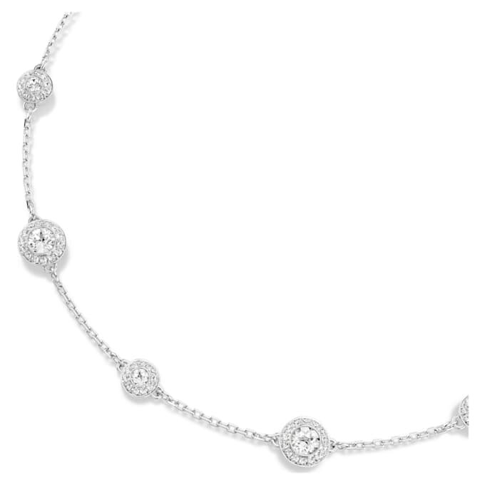 Collar Una Angelic, corte redondo, motivos a doble cara, blanco, chapado en rodio Collar Una Angelic, corte redondo, motivos a doble cara, blanco, chapado en rodio