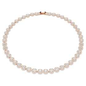 Collar Una Angelic, corte redondo, tamaño mediano, blanco, chapado en tono oro rosa Collar Una Angelic, corte redondo, tamaño mediano, blanco, chapado en tono oro rosa