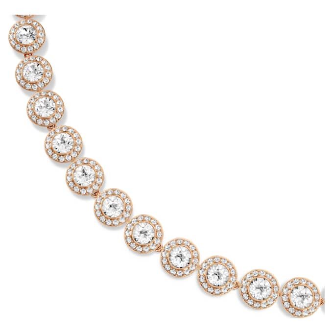 Collar Una Angelic, corte redondo, tamaño mediano, blanco, chapado en tono oro rosa Collar Una Angelic, corte redondo, tamaño mediano, blanco, chapado en tono oro rosa