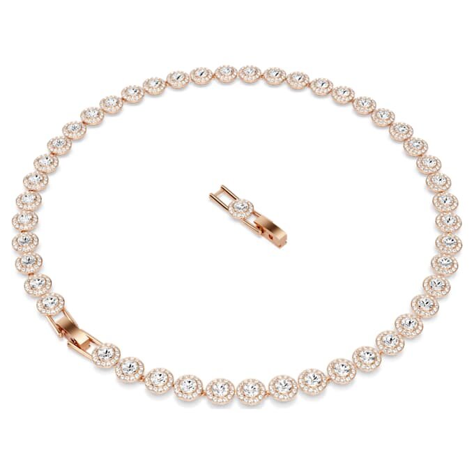 Collar Una Angelic, corte redondo, tamaño mediano, blanco, chapado en tono oro rosa Collar Una Angelic, corte redondo, tamaño mediano, blanco, chapado en tono oro rosa