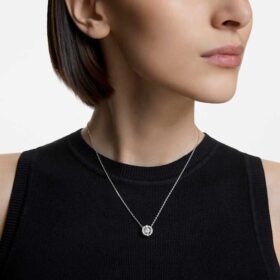 Collar «Una» de corte redondo, blanco, chapado en rodio Collar «Una» de corte redondo, blanco, chapado en rodio