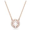 Collar «Una» de corte redondo, blanco, chapado en tono oro rosa Collar «Una» de corte redondo, blanco, chapado en tono oro rosa