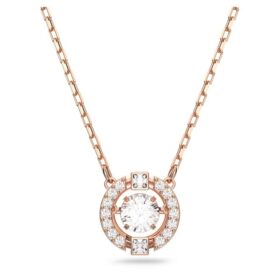 Collar «Una» de corte redondo, blanco, chapado en tono oro rosa Collar «Una» de corte redondo, blanco, chapado en tono oro rosa