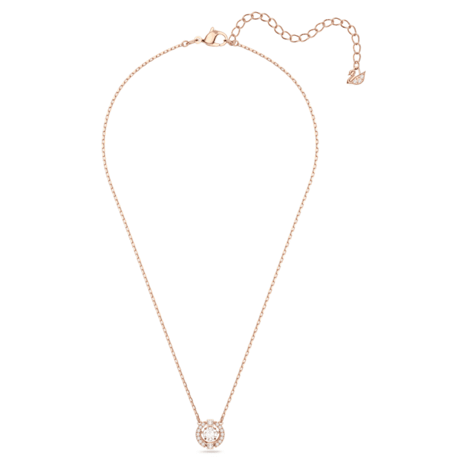 Collar «Una» de corte redondo, blanco, chapado en tono oro rosa Collar «Una» de corte redondo, blanco, chapado en tono oro rosa