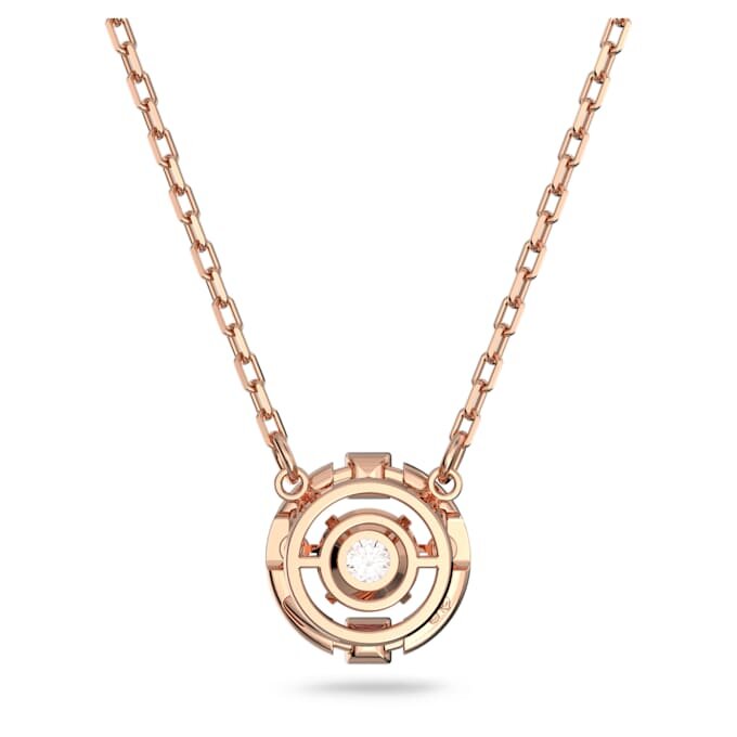 Collar «Una» de corte redondo, blanco, chapado en tono oro rosa Collar «Una» de corte redondo, blanco, chapado en tono oro rosa