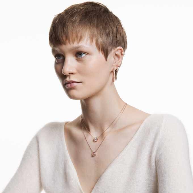 Collar «Una» de corte redondo, blanco, chapado en tono oro rosa Collar «Una» de corte redondo, blanco, chapado en tono oro rosa