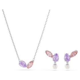 Conjunto Ariana Grande X Swarovski con cortes variados, multicolor, chapado en rodio Conjunto Ariana Grande X Swarovski con cortes variados, multicolor, chapado en rodio
