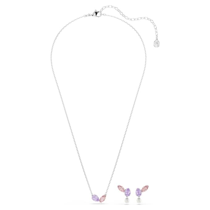 Conjunto Ariana Grande X Swarovski con cortes variados, multicolor, chapado en rodio Conjunto Ariana Grande X Swarovski con cortes variados, multicolor, chapado en rodio
