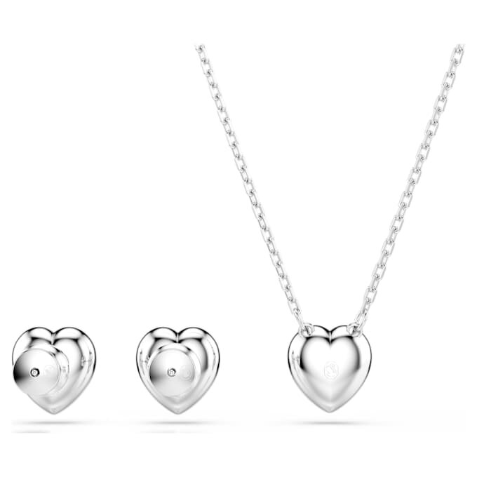 Conjunto Ariana Grande x Swarovski: cortes variados, corazón, blanco, chapado en rodio Conjunto Ariana Grande x Swarovski: cortes variados, corazón, blanco, chapado en rodio