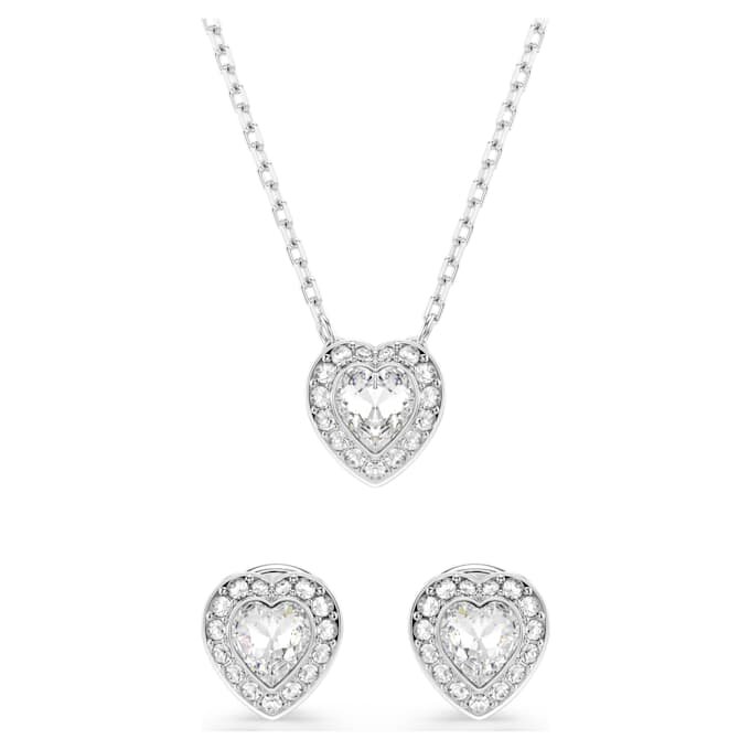 Conjunto Ariana Grande x Swarovski: cortes variados, corazón, blanco, chapado en rodio Conjunto Ariana Grande x Swarovski: cortes variados, corazón, blanco, chapado en rodio