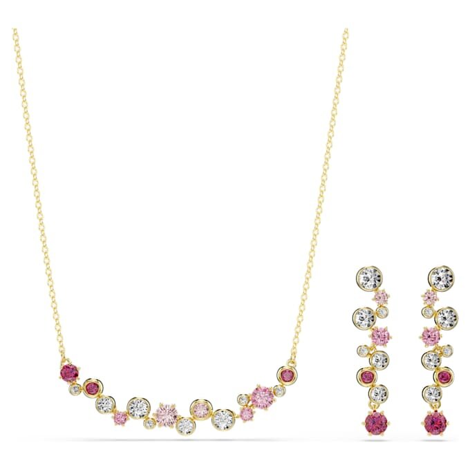 Conjunto Constella con cortes variados, multicolor, chapado en tono dorado Conjunto Constella con cortes variados, multicolor, chapado en tono dorado
