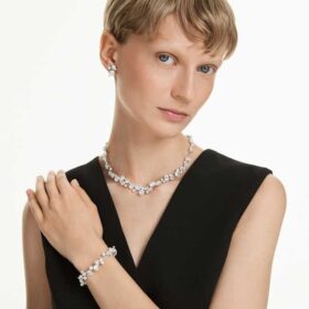 Conjunto Constella de cortes variados, blanco, chapado en rodio
