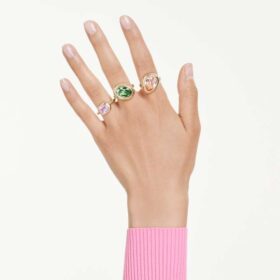 Conjunto de anillos con motivo Gema (3), multicolor, chapado en tono dorado