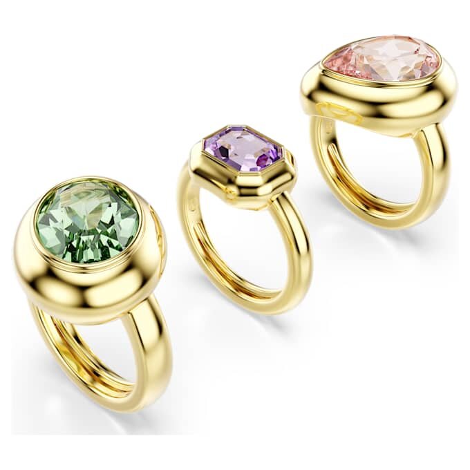 Conjunto de anillos con motivo Gema (3), multicolor, chapado en tono dorado Conjunto de anillos con motivo Gema (3), multicolor, chapado en tono dorado
