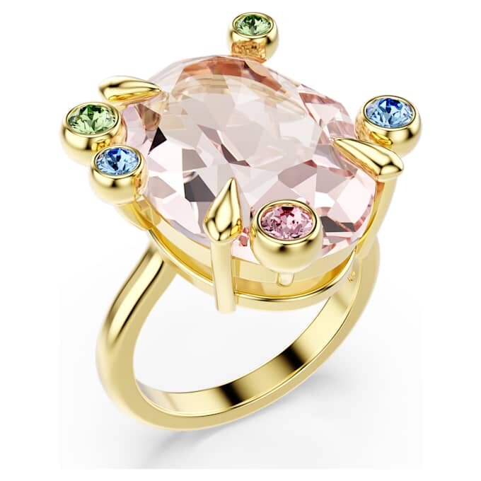 Conjunto de anillos Gema (3), cortes variados, multicolor, chapado en tono dorado Conjunto de anillos Gema (3), cortes variados, multicolor, chapado en tono dorado