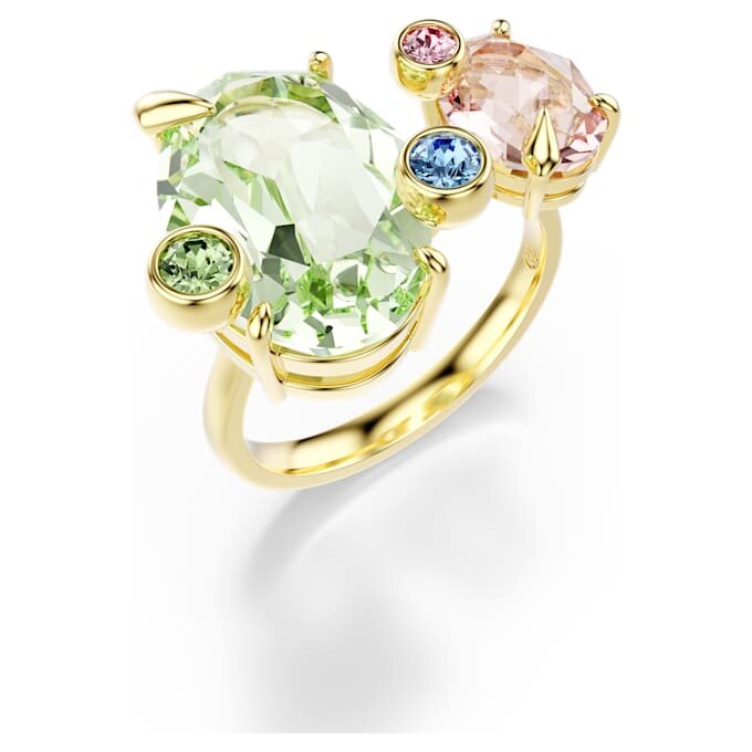 Conjunto de anillos Gema (3), cortes variados, multicolor, chapado en tono dorado Conjunto de anillos Gema (3), cortes variados, multicolor, chapado en tono dorado