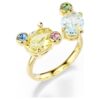Conjunto de anillos Gema (3), cortes variados, multicolor, chapado en tono dorado Conjunto de anillos Gema (3), cortes variados, multicolor, chapado en tono dorado