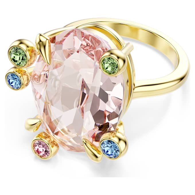 Conjunto de anillos Gema (3), cortes variados, multicolor, chapado en tono dorado Conjunto de anillos Gema (3), cortes variados, multicolor, chapado en tono dorado