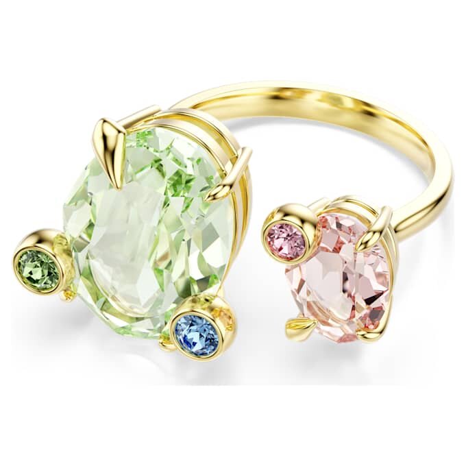 Conjunto de anillos Gema (3), cortes variados, multicolor, chapado en tono dorado Conjunto de anillos Gema (3), cortes variados, multicolor, chapado en tono dorado