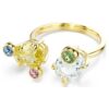 Conjunto de anillos Gema (3), cortes variados, multicolor, chapado en tono dorado Conjunto de anillos Gema (3), cortes variados, multicolor, chapado en tono dorado