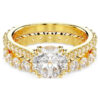 Conjunto de anillos Stilla (2), corte redondo, blanco, chapado en tono dorado