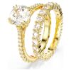Conjunto de anillos Stilla (2), corte redondo, blanco, chapado en tono dorado