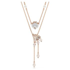 Conjunto de collares «Dragón y Fénix» (2), perla de cristal, garra de dragón, blanco, chapado en tono oro rosa