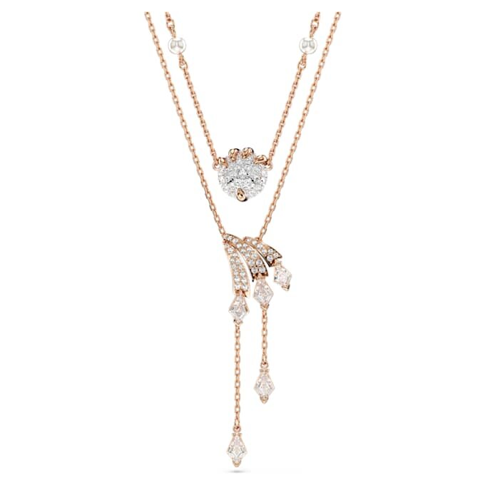 Conjunto de collares «Dragón y Fénix» (2), perla de cristal, garra de dragón, blanco, chapado en tono oro rosa Conjunto de collares «Dragón y Fénix» (2), perla de cristal, garra de dragón, blanco, chapado en tono oro rosa