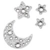 Conjunto de joyas corporales (4), luna y estrellas, blanco