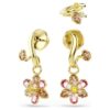 Conjunto de pendientes Idyllia (3), cortes variados, flor, multicolor, chapado en tono dorado Conjunto de pendientes Idyllia (3), cortes variados, flor, multicolor, chapado en tono dorado