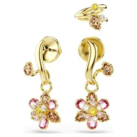 Conjunto de pendientes Idyllia (3), cortes variados, flor, multicolor, chapado en tono dorado