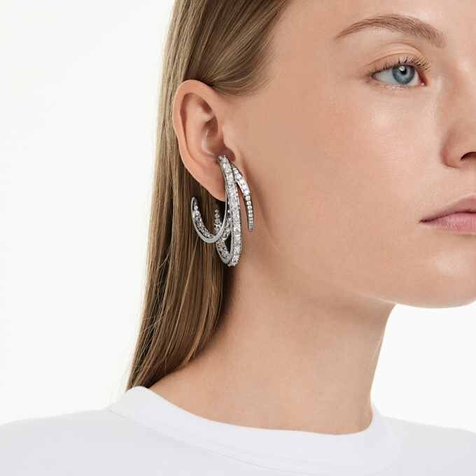 Conjunto de pendientes tipo «ear cuff» de la Colección Viena (3) Pluma, blanco, chapado en rutenio Conjunto de pendientes tipo «ear cuff» de la Colección Viena (3) Pluma, blanco, chapado en rutenio