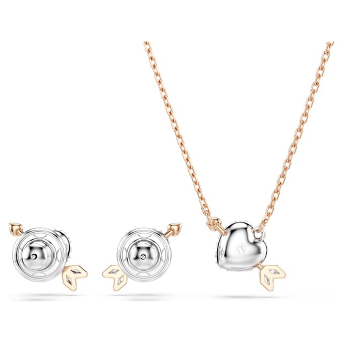 Conjunto Idyllia con cortes mixtos, corazón con flecha, chapado en tono oro blanco y rosa Conjunto Idyllia con cortes mixtos, corazón con flecha, chapado en tono oro blanco y rosa