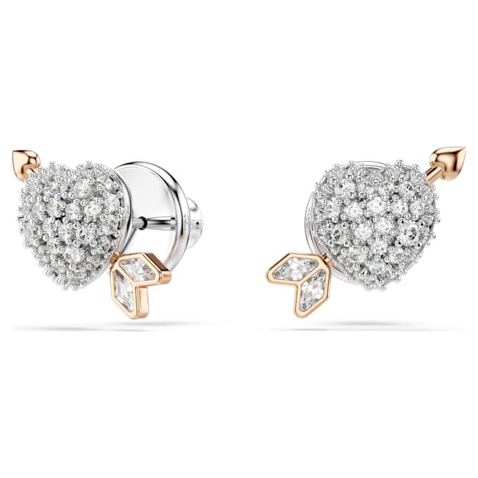 Conjunto Idyllia con cortes mixtos, corazón con flecha, chapado en tono oro blanco y rosa Conjunto Idyllia con cortes mixtos, corazón con flecha, chapado en tono oro blanco y rosa