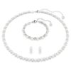 Conjunto Matrix de perlas de cristal, corte redondo, blanco, chapado en rodio Conjunto Matrix de perlas de cristal, corte redondo, blanco, chapado en rodio