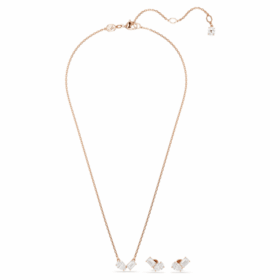 Conjunto Mesmera: corte en pera, corte octogonal, blanco, chapado en tono oro rosa