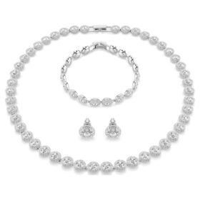 Conjunto «Una Angelic» (3), corte redondo, blanco, chapado en rodio Conjunto «Una Angelic» (3), corte redondo, blanco, chapado en rodio