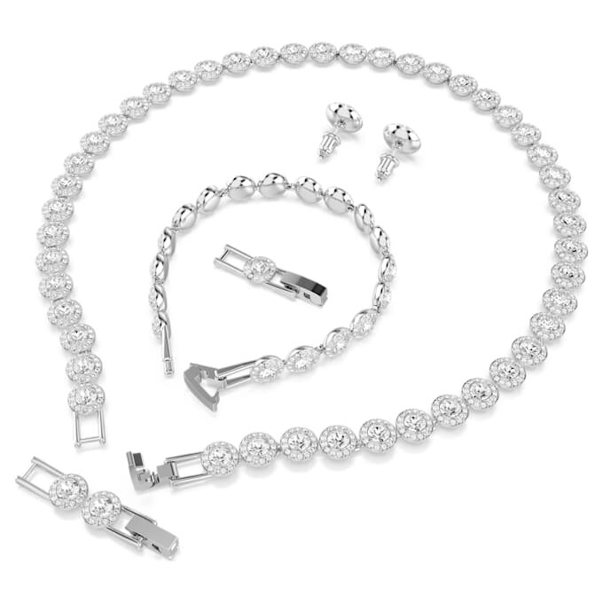 Conjunto «Una Angelic» (3), corte redondo, blanco, chapado en rodio Conjunto «Una Angelic» (3), corte redondo, blanco, chapado en rodio