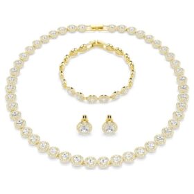 Conjunto «Una Angelic» (3 piezas), corte redondo, blanco, chapado en tono dorado Conjunto «Una Angelic» (3 piezas), corte redondo, blanco, chapado en tono dorado