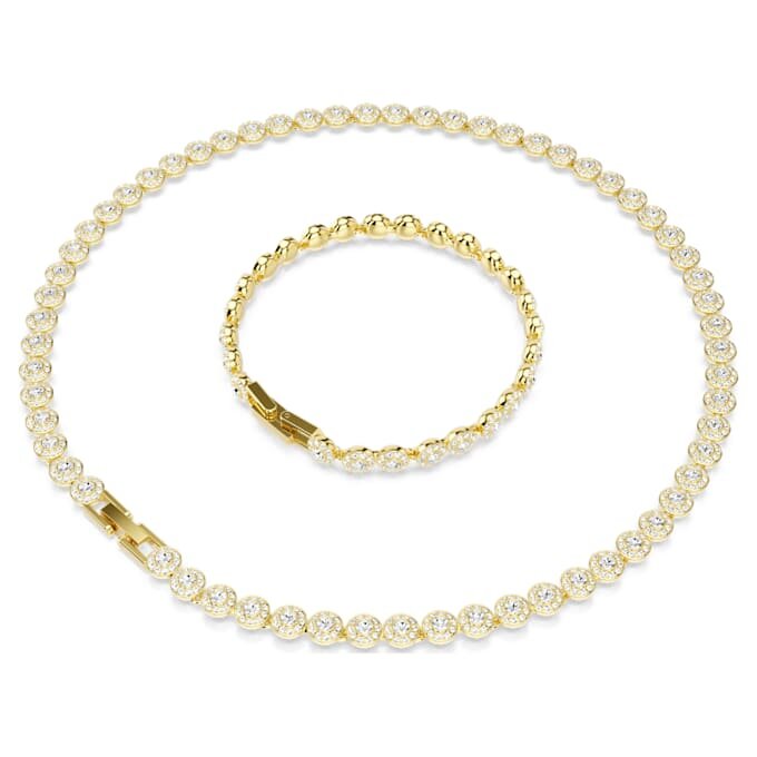 Conjunto «Una Angelic» de corte redondo, blanco, chapado en tono dorado Conjunto «Una Angelic» de corte redondo, blanco, chapado en tono dorado